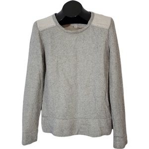 Lou & Gray Grey White Crewneck Wide Stitch Color Block Relaxed Fit Sweater S